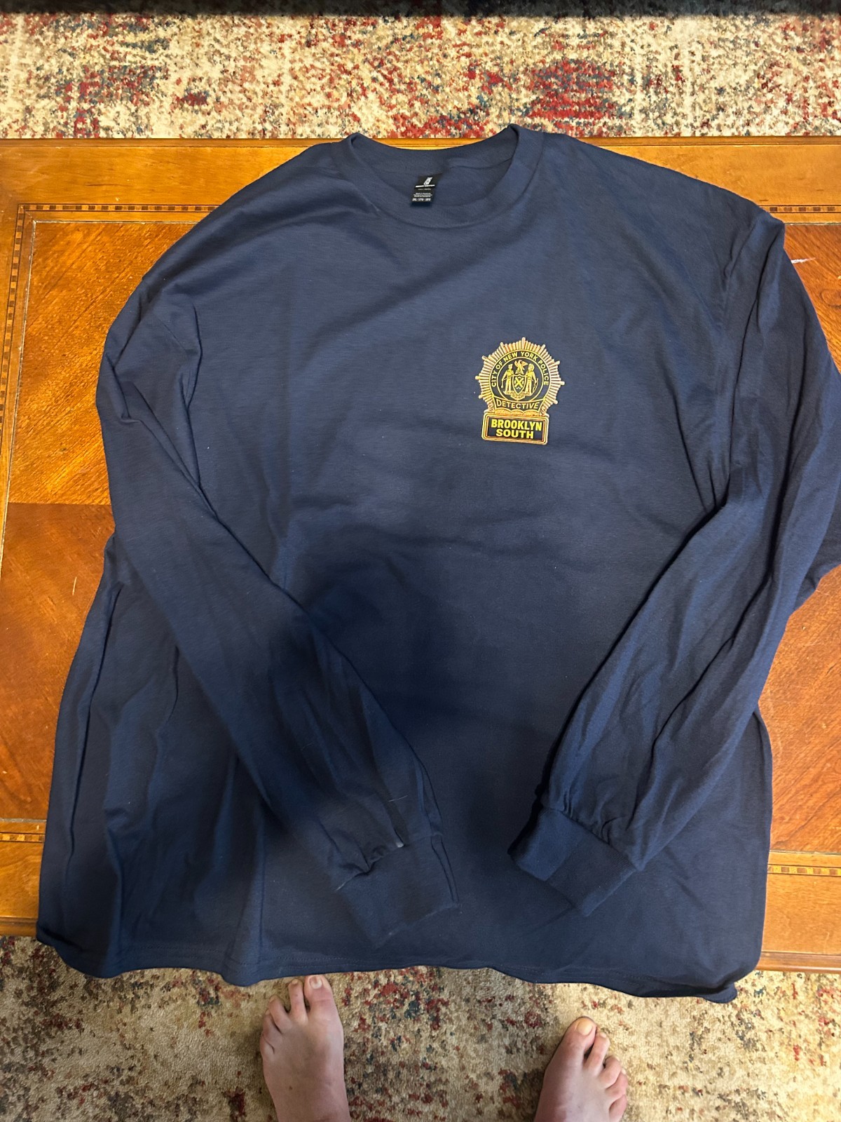 🚨 New York City NYPD DETECTIVE BROOKLYN SOUT XXL Blue GILDEN L/S T SHIRT 💥