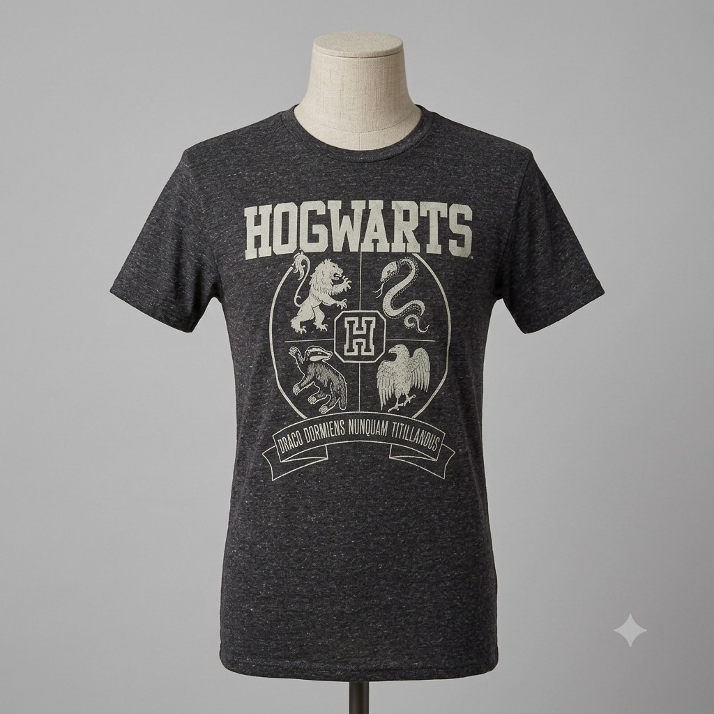 Hogwarts Harry Potter Men’s Size M Charcoal Short Sleeve Graphic T-Shirt