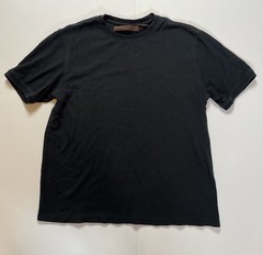Vintage Perry Ellis Men’s Large Black Ribbed Knit Short Sleeve Shirt