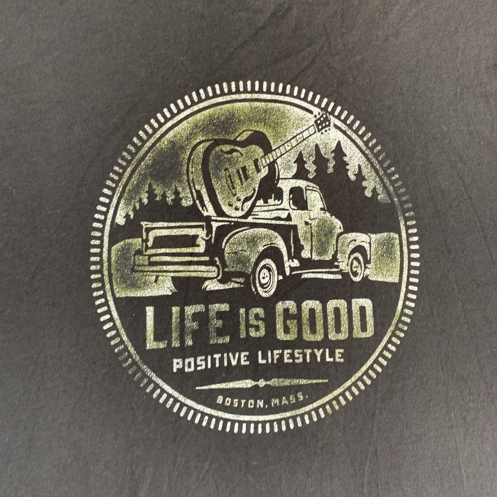 Life Is Good Shirt Mens 2XL Gray Truck Guitar Positive Lifestyle Graphic Tee gallery