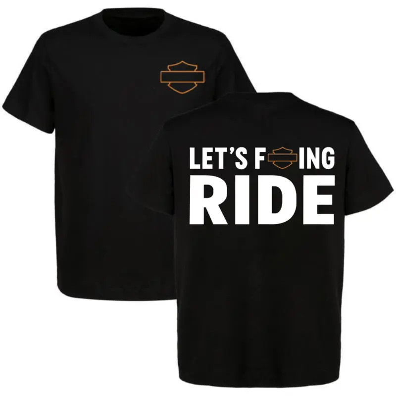 Lets F Ride Biker T Shirt, Bold Motorcycle Graphic Tee, 4 XL