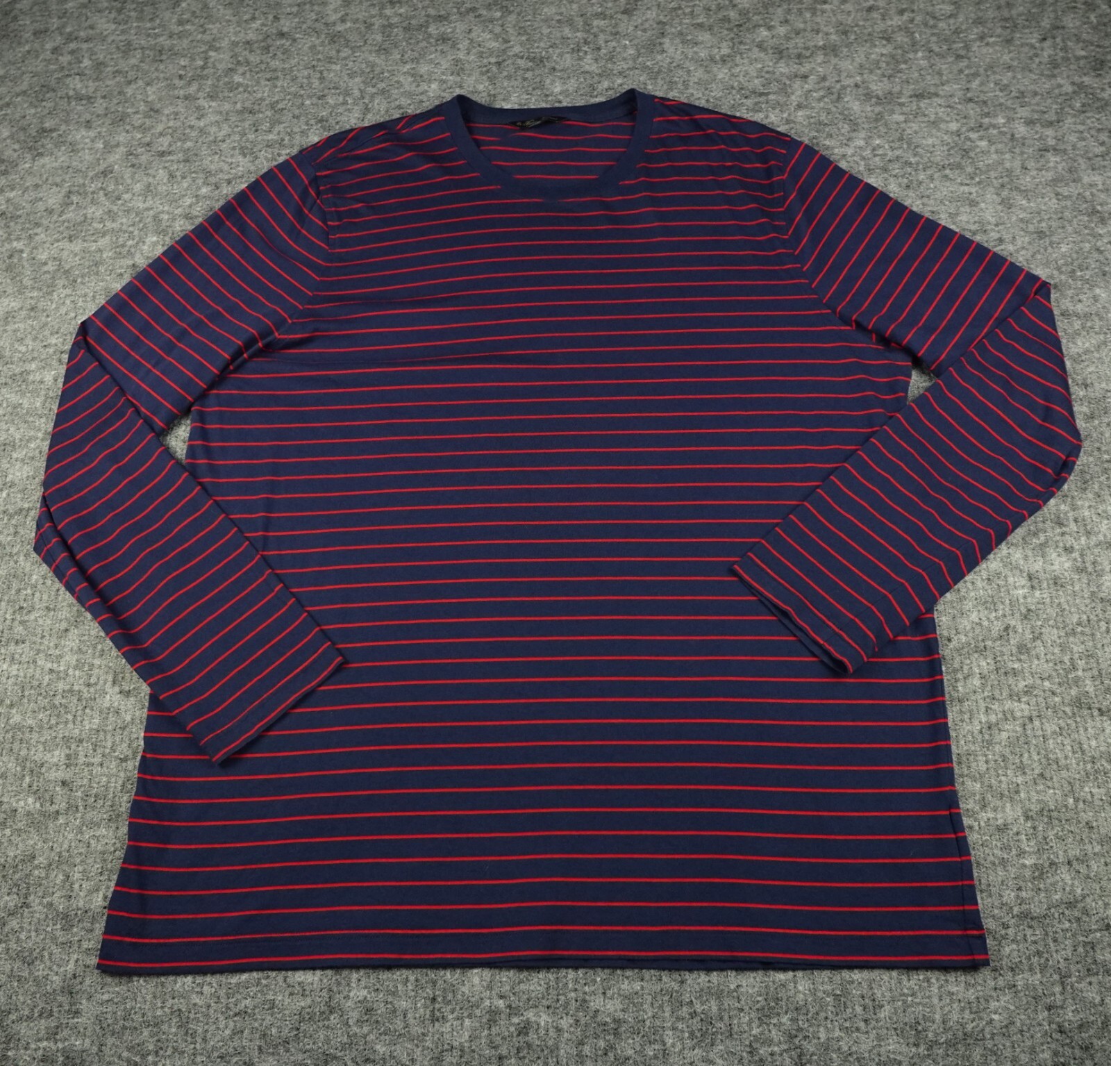 Brooks Brothers T-Shirt Mens 2XL Blue Red Striped 100% Supima Cotton Long Sleeve