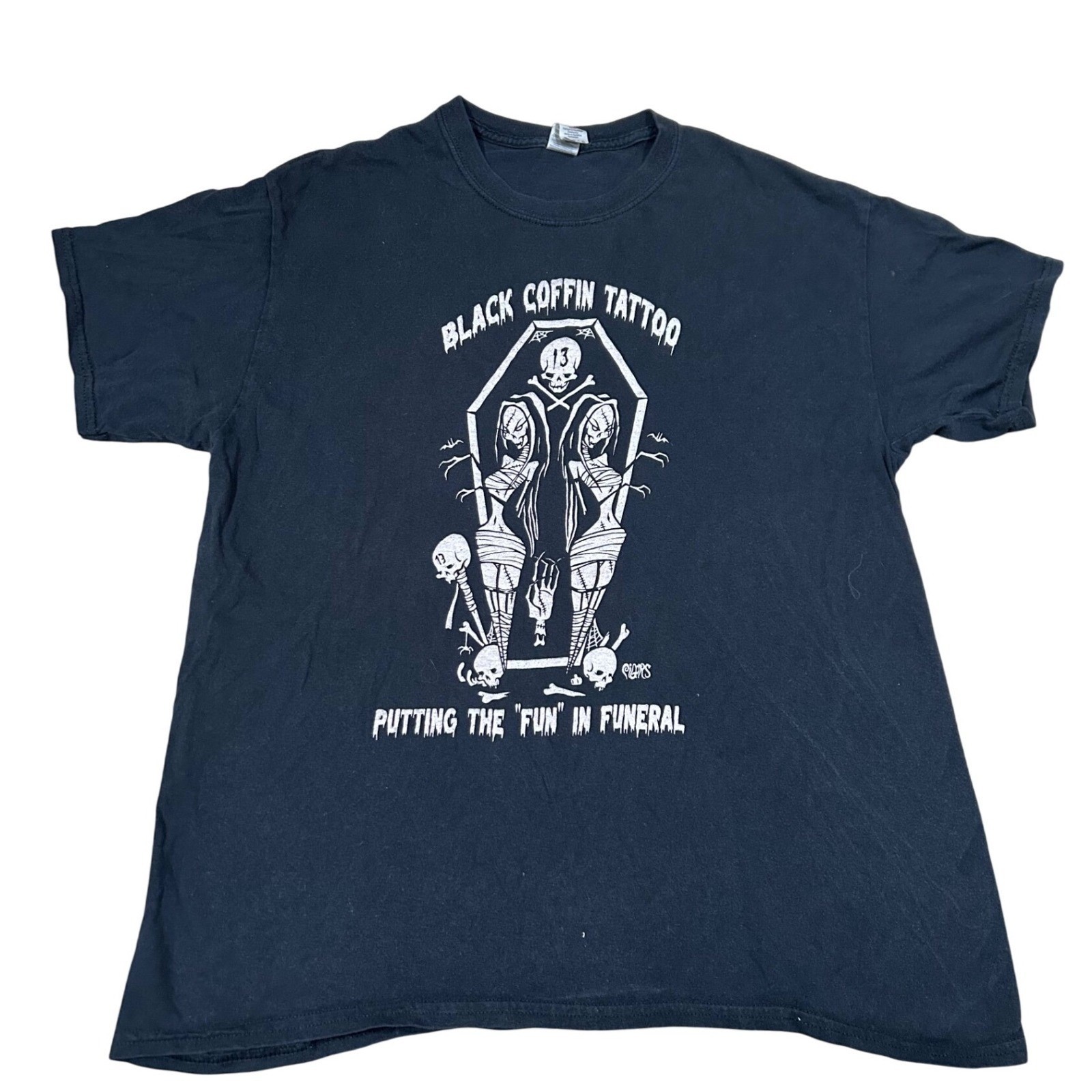 Tattoo Graphic T-Shirt Mens L MN STP MPLS Grunge Emo Punk Goth VTG Coffin Horror gallery