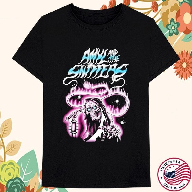Amyl And The Sniffers Reaper Cotton Black T Shirt Full Size For Men BT162