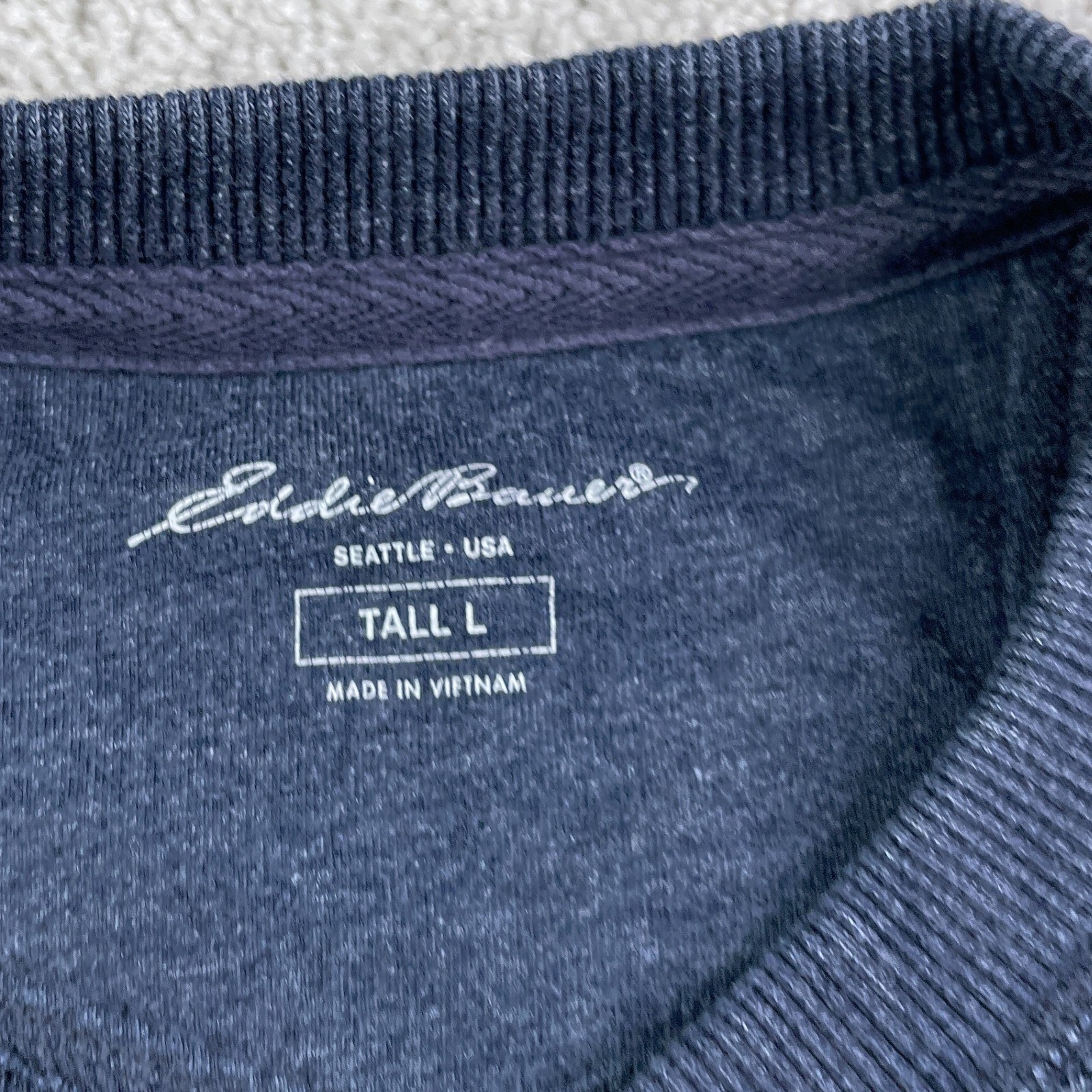 Eddie Bauer Shirt Mens Large Tall Blue Henley Waffle Knit Long Sleeve Thermal gallery