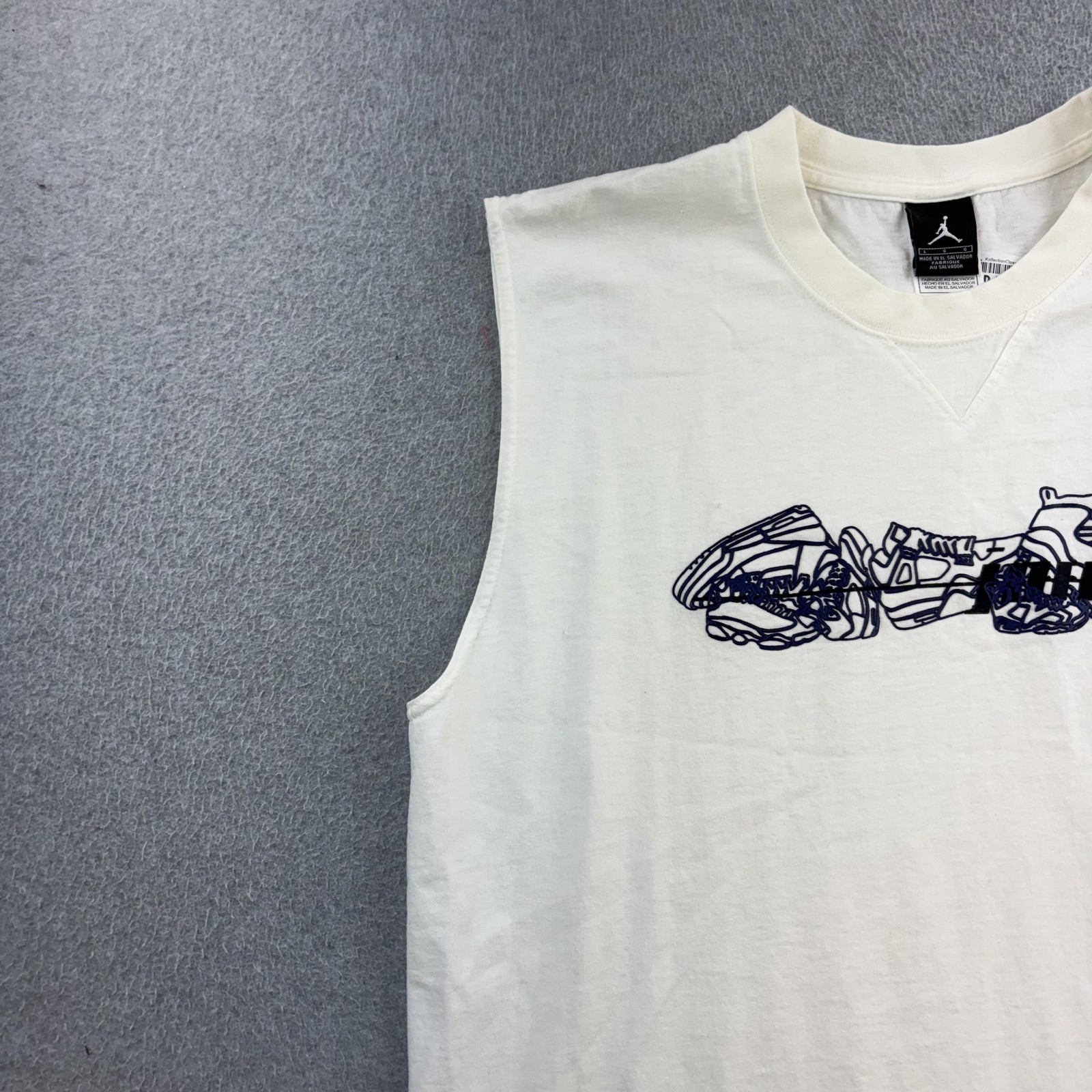 Jordan Shirt Mens Large White Sleeveless Sneaker Graphic Muscle Tee Adult gallery