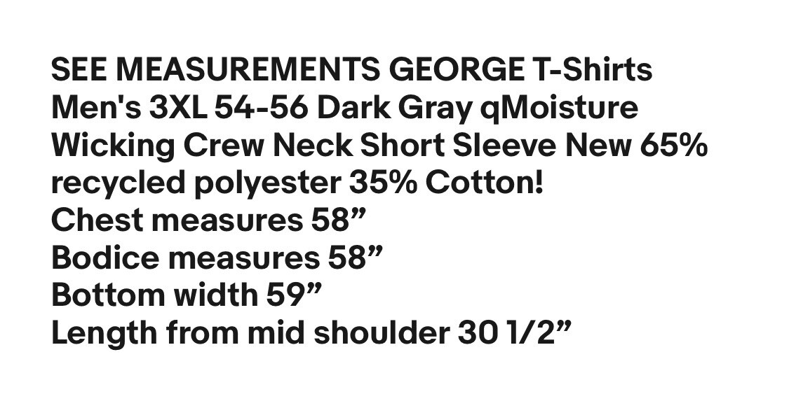 GEORGE T-Shirt Mens 3XL 54-56 Moisture Wicking Gray Crew Neck Short Sleeve New gallery