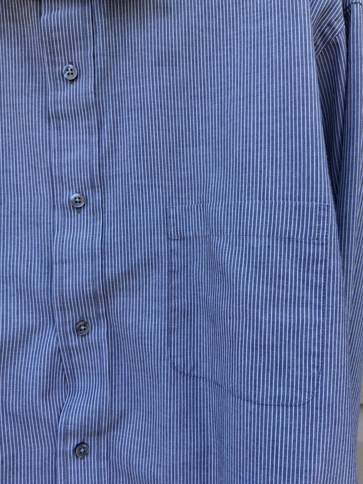 Croft & Barrow Men’s Gray Striped Broadcloth Button-Up Shirt Long Sleeve 17.5 36 gallery