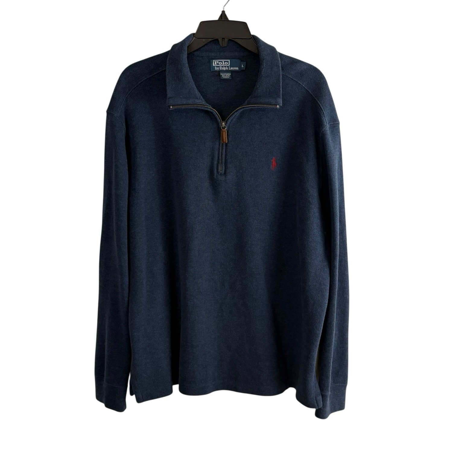 Polo Ralph Lauren Mens Jacket Shirt Size Large Blue 1/4 Zip Pull Over Casual gallery