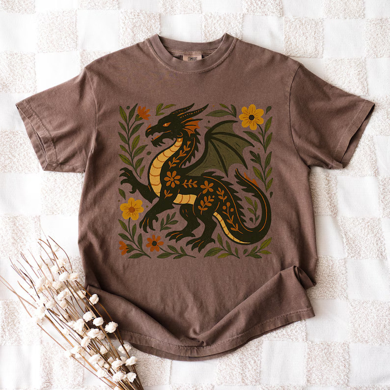 Folk Art Dragon Comfort Tee Mythical Creature Shirt Men Women gallery