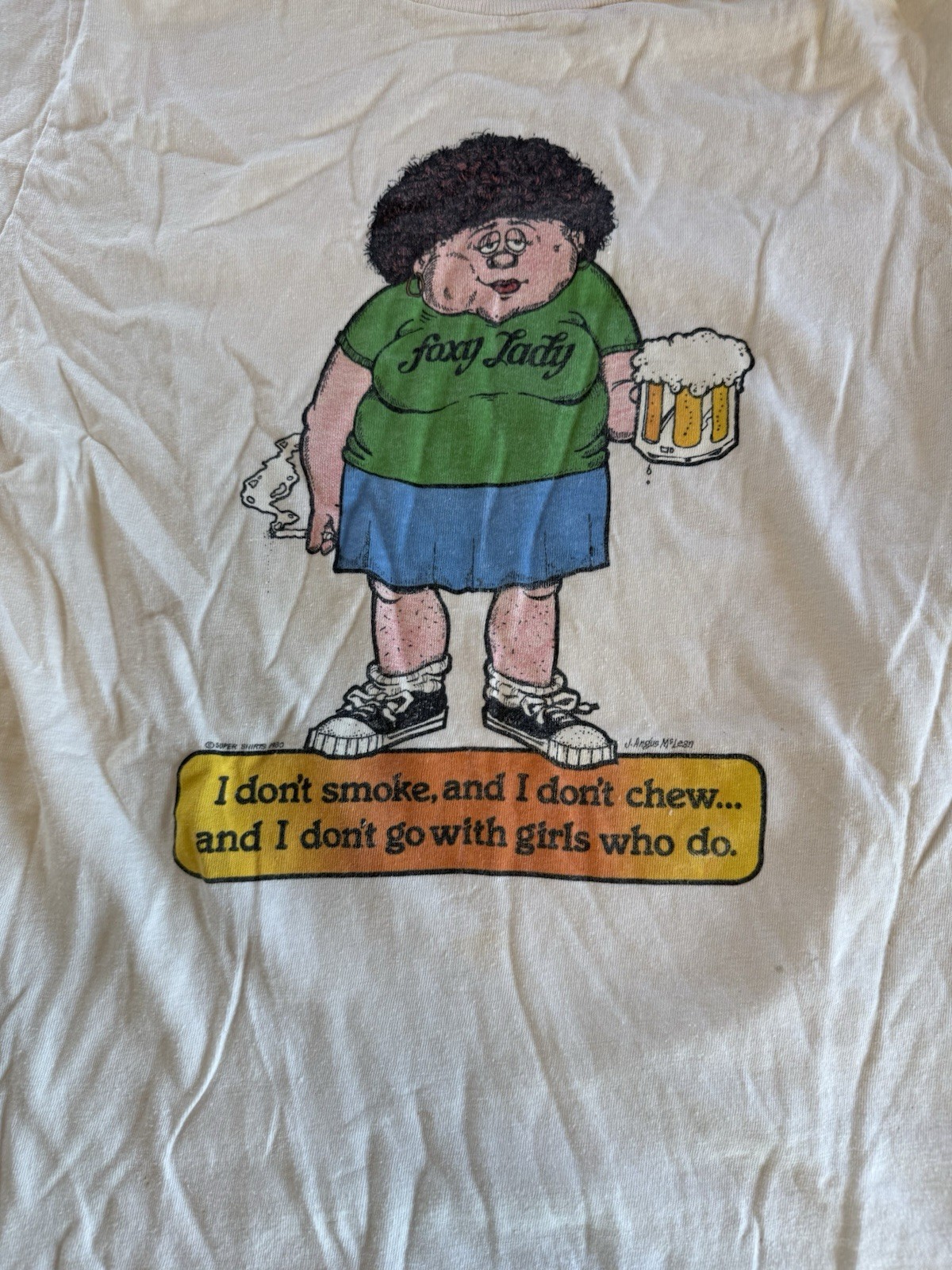 Foxy Lady Smoke Drink Chew Lesbian Vintage 1980 80s Parody T-Shirt Medium gallery
