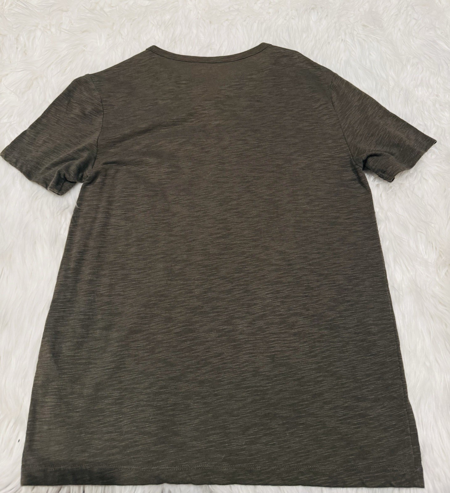 Express Men's Henley Olive Green Short Sleeve Solid T-Shirt Size S gallery