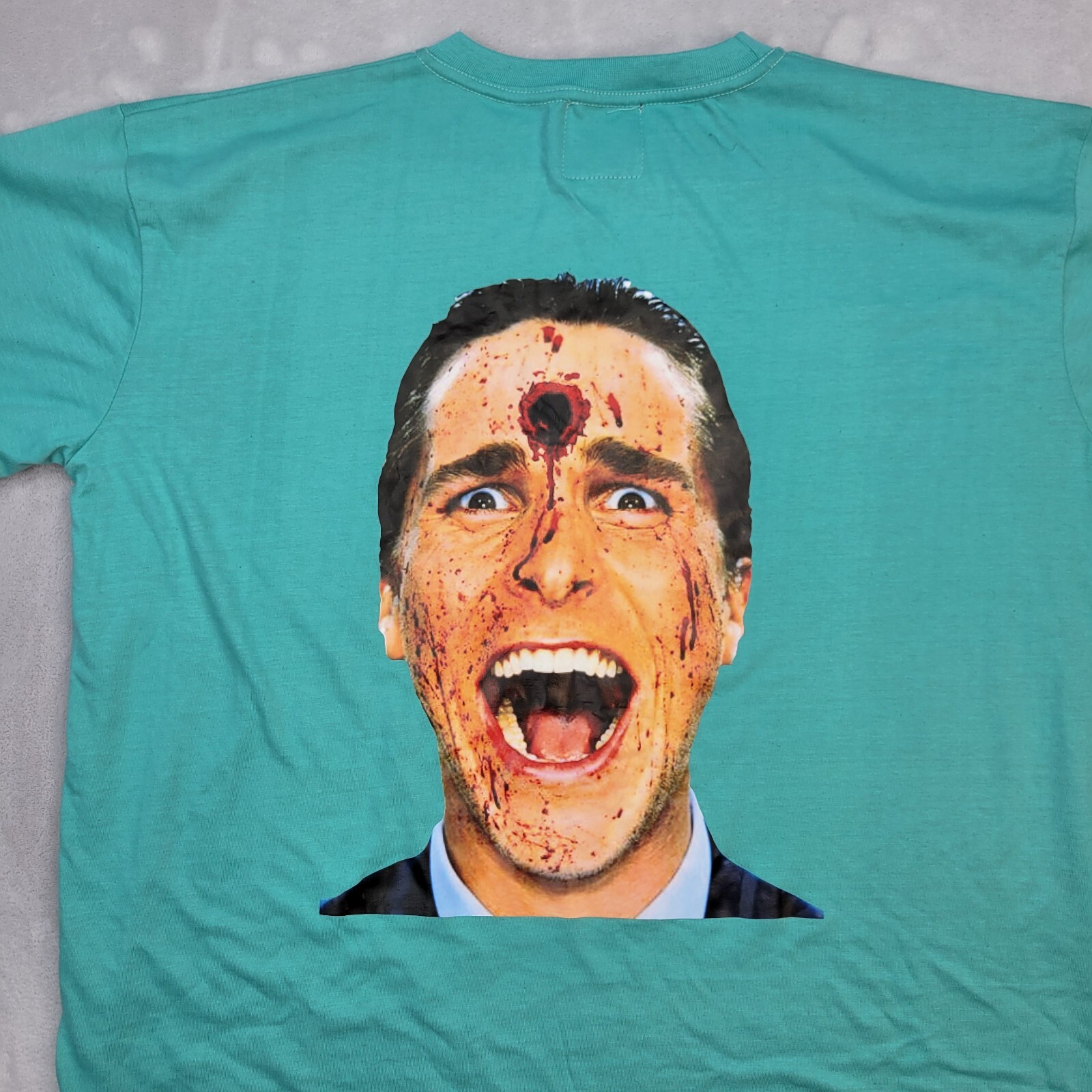 Macchanistan Shirt Mens Large Blue Streetwear Movie Bale Headshot Blood Hit Here gallery