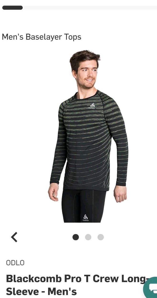 ODLO Base Layer Top Performance Light Fitted Long Sleeve Blackcomb Men's sz L gallery