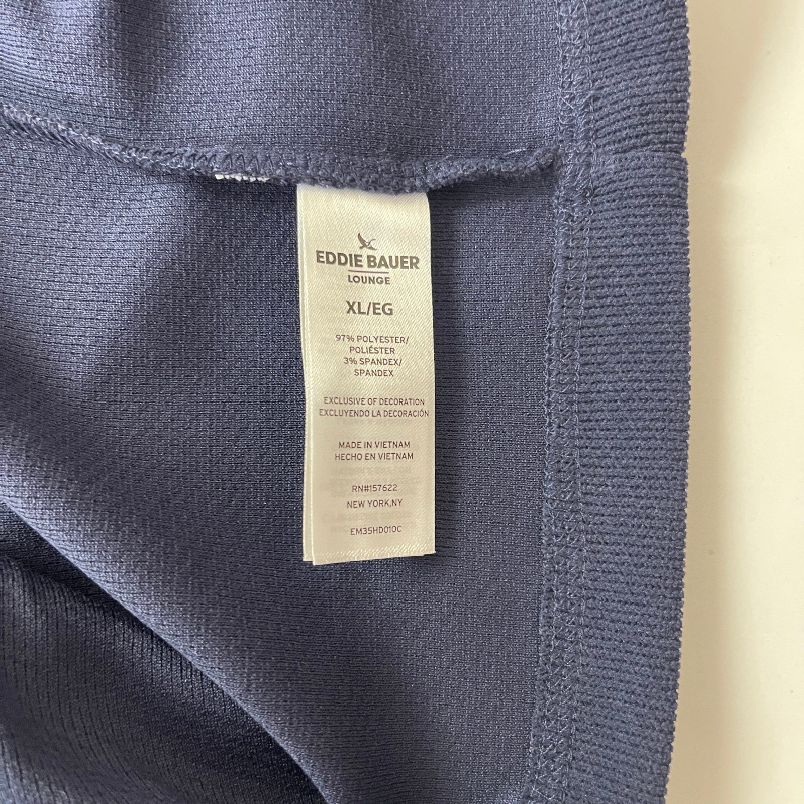 Eddie Bauer Hoodie Mens XL Blue Thermal Textured Outdoor Hiking Gorpcore Casual gallery