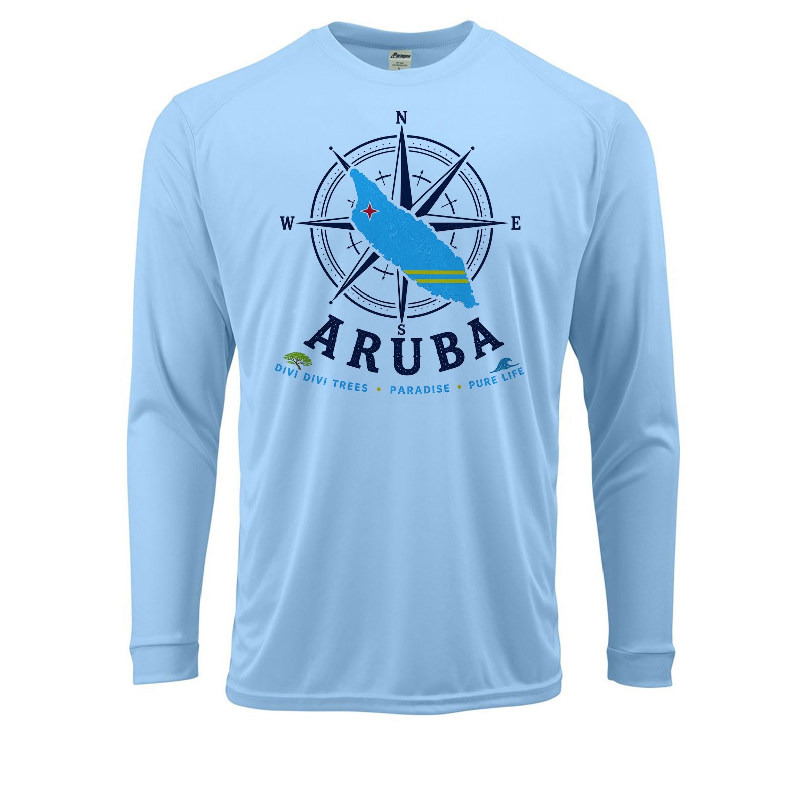 Aruba Map Compass Travel Boat Sport Long Sleeve UPF 50 T-Shirt UV Protection gallery