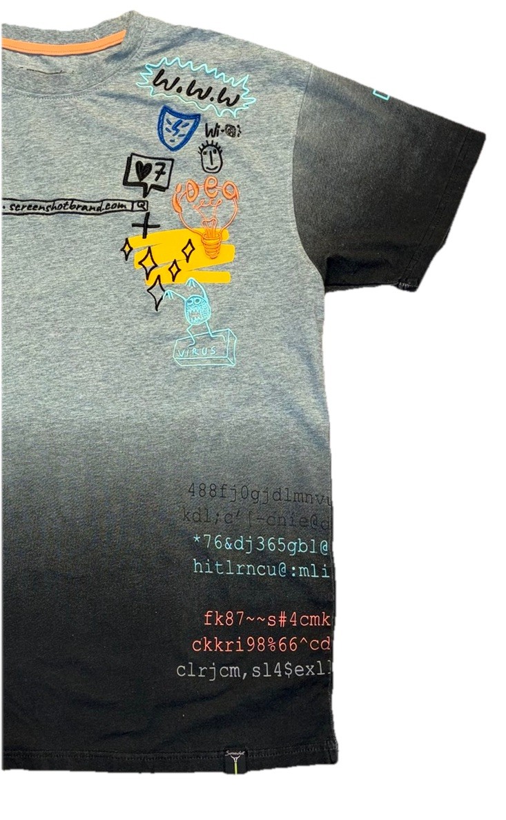 Screenshot Men’s Large Graphic T-shirt Ombré Black/Gray Color Doodle Tee-modern gallery