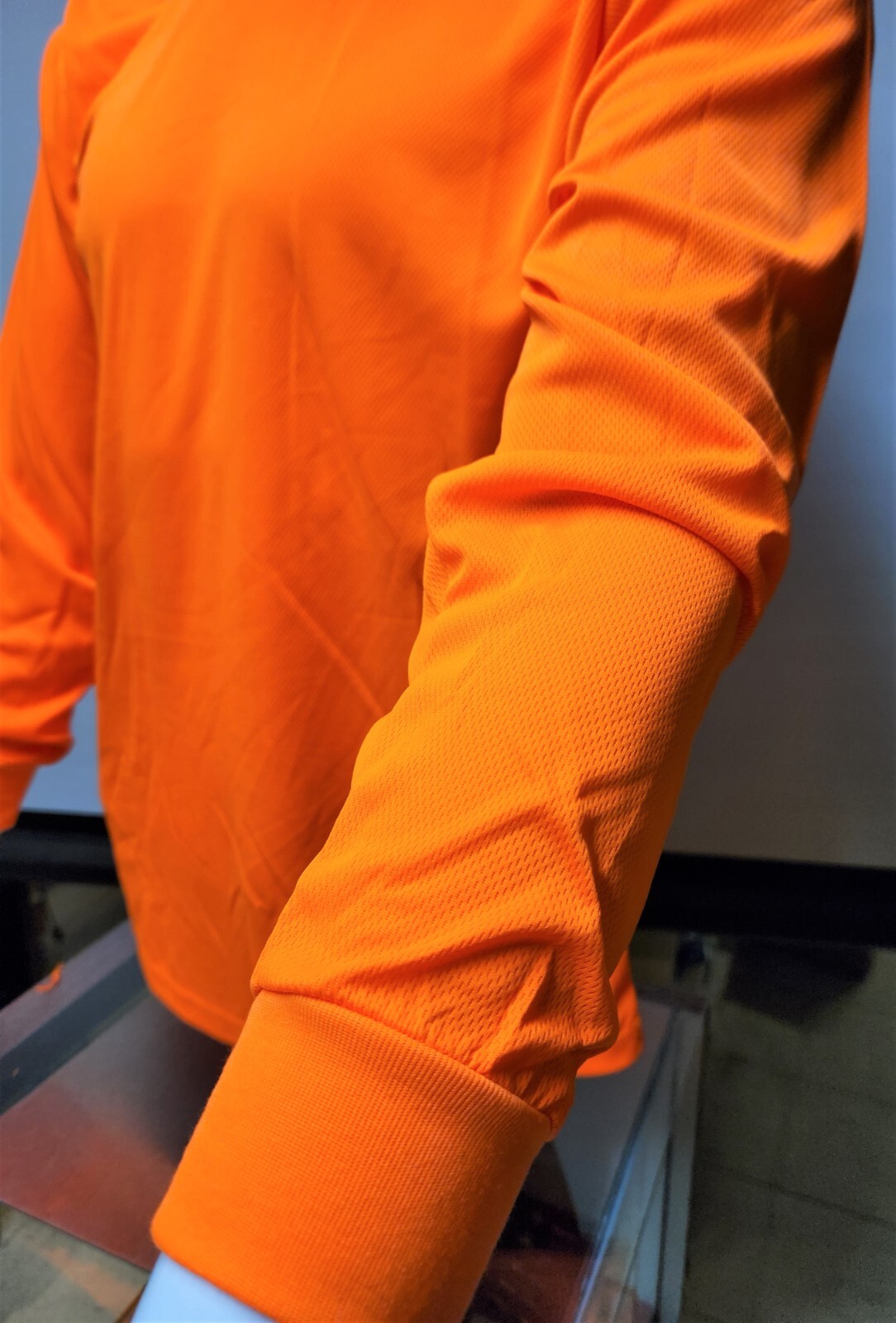 Orange Long Sleeve Safety Shirt With Hoodie, Polyester Birdeye mesh Quick Dry gallery