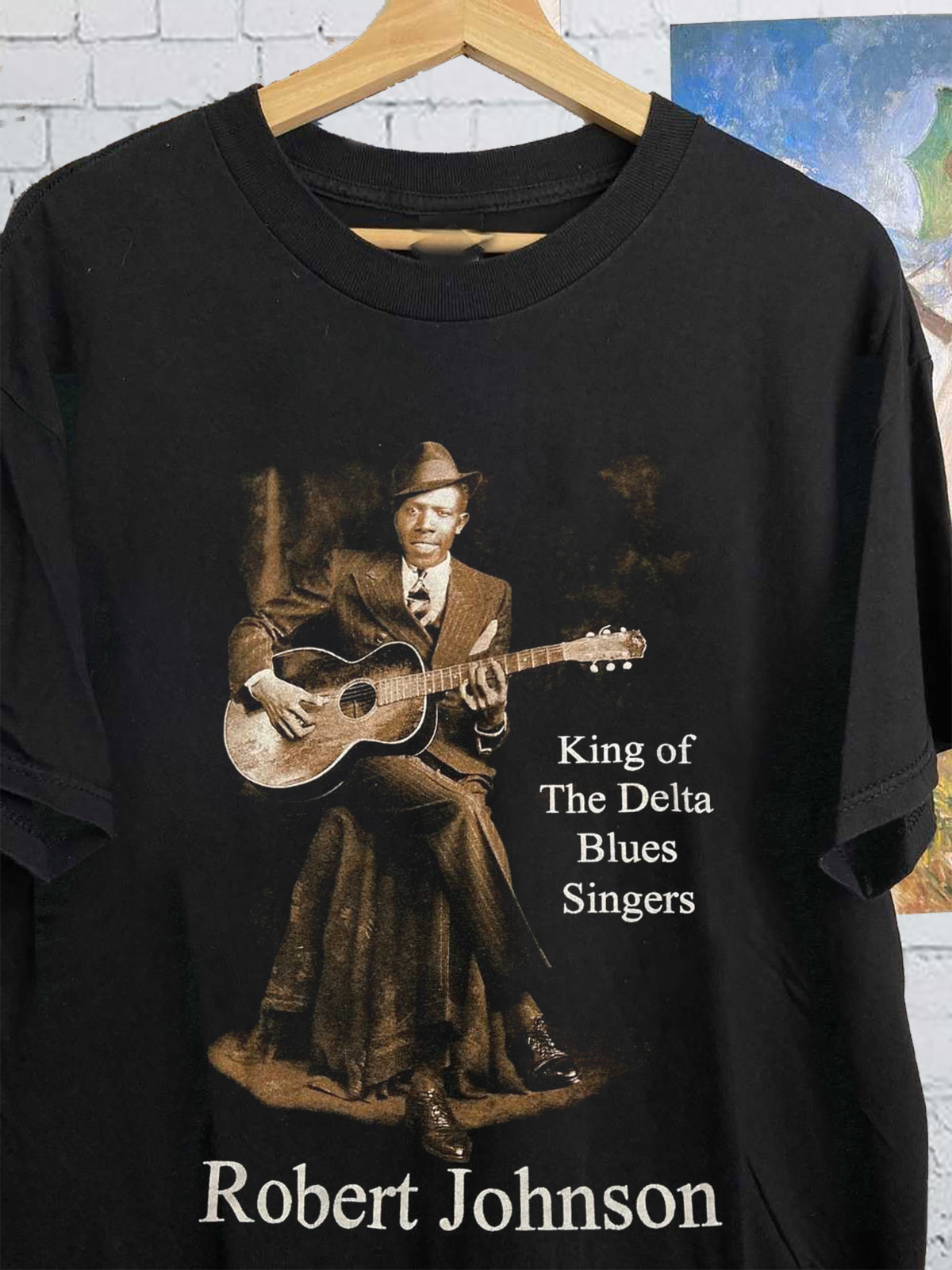 Vtg Robert Johnson King Of The Delta Blue Singers Black Size S-5XL Shirt gallery