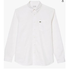 Lacoste Men’s Long Sleeve Regular Fit Oxford Button Down Shirt White S