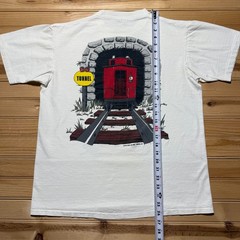 Vintage 1992 Steam Engine Train Locomotive Railroad Tunnel Graphic T-Shirt Large