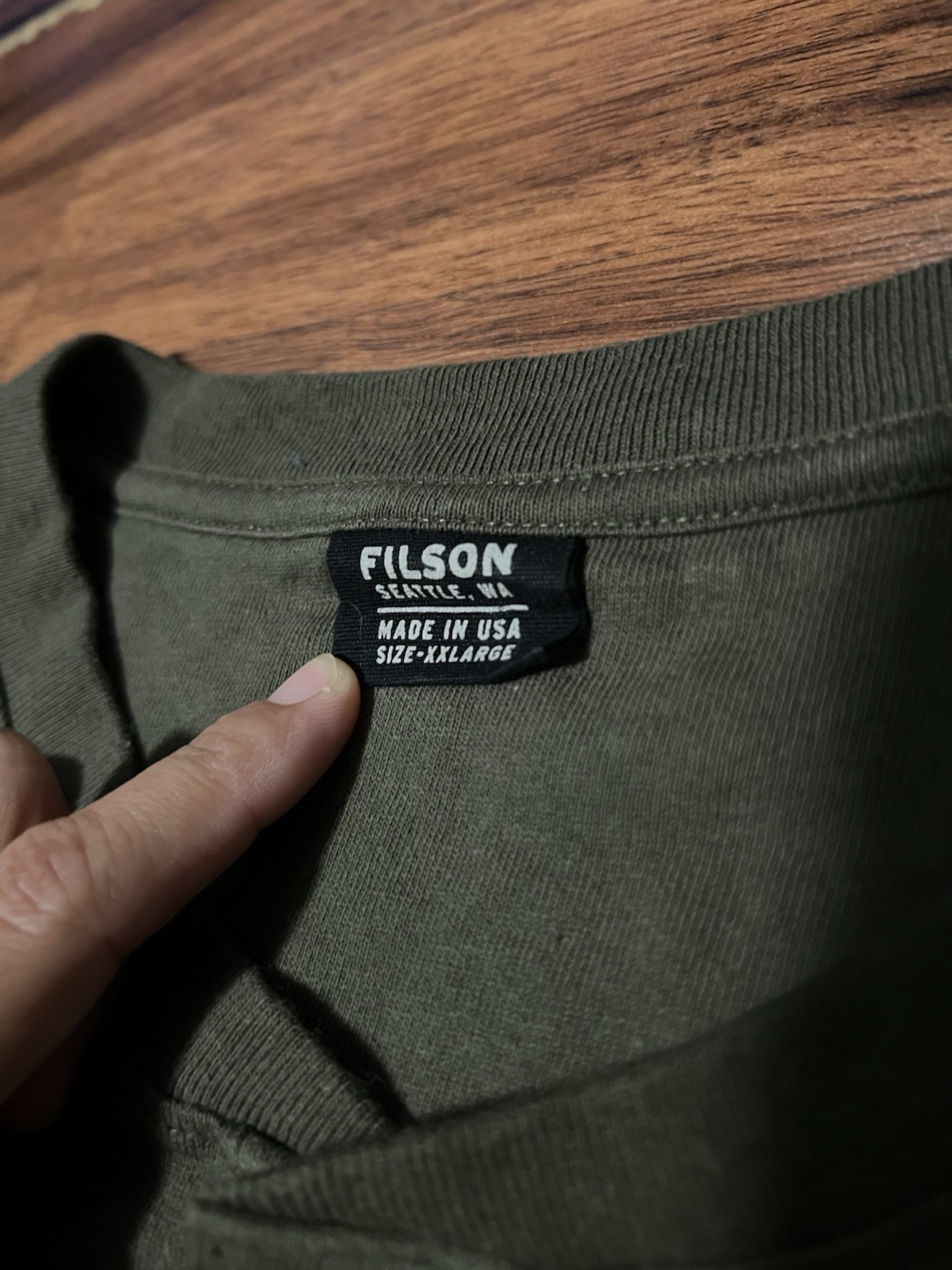 VTG Mens C.C. Filson Short Sleeve Frontier Henley T Shirt Green With Pocket gallery