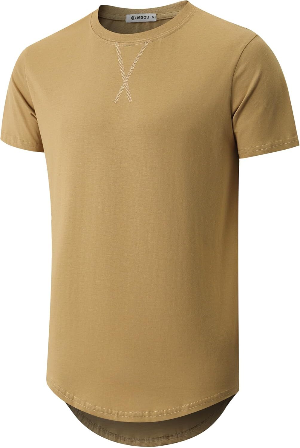 Mens 100% Cotton Pre-Shrunk Longline Crewneck T-Shirt Hip Hop Urban Style S-4XL gallery