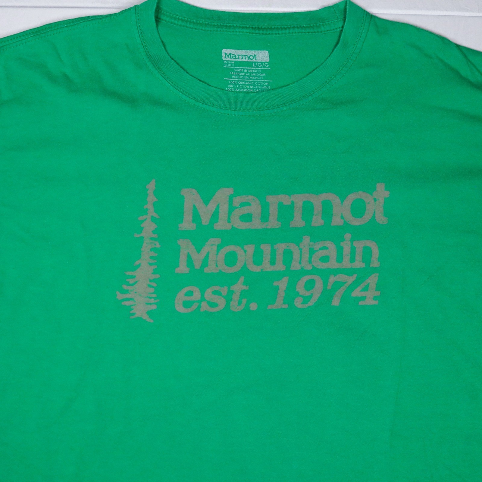 Marmot Mountain 1974 T-Shirt Mens Large Green Graphic Organic Cotton Tee L gallery