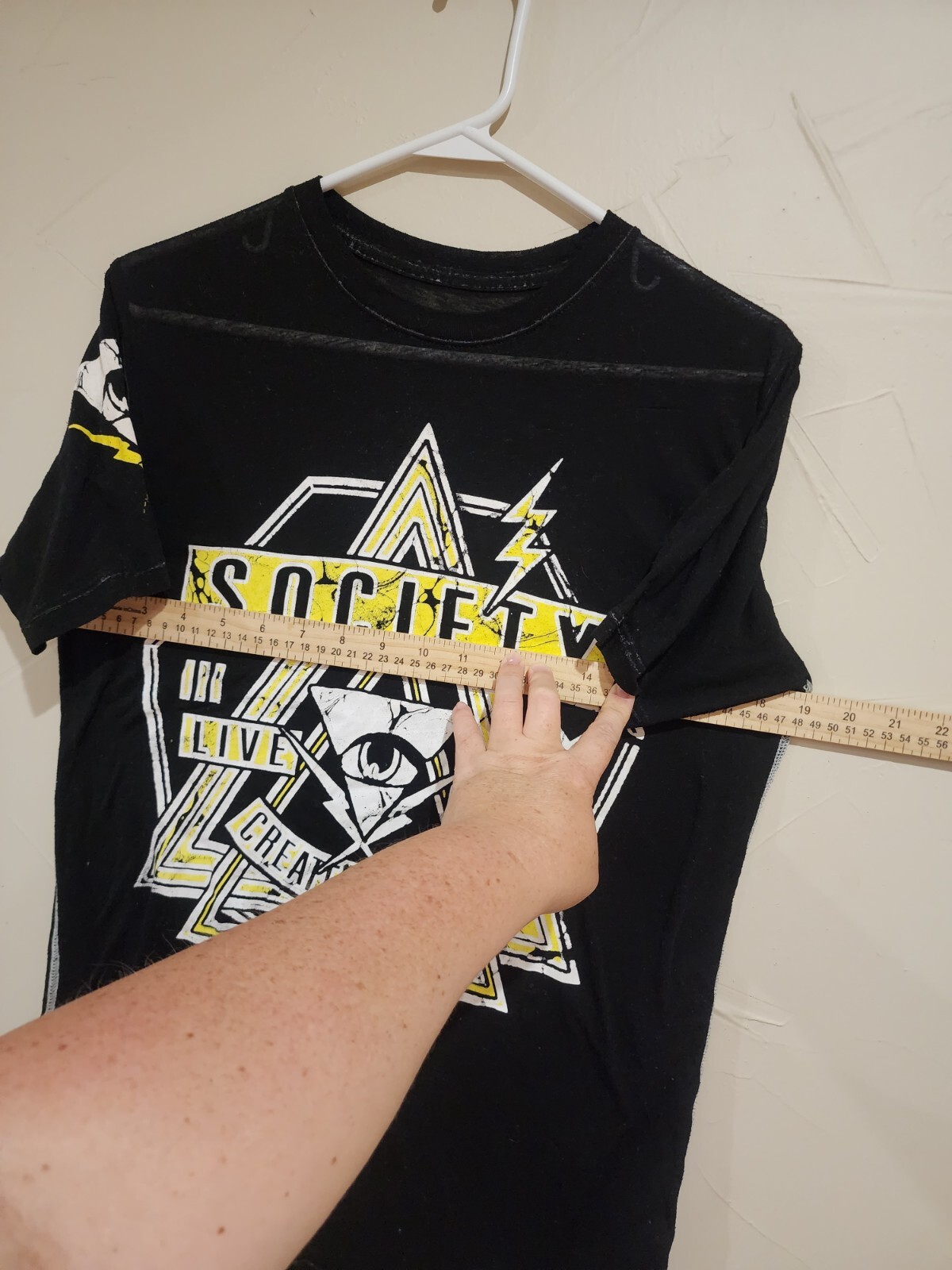 Society Clothing Mens Size XS Graphic Tshirt Black Yellow Live Free Create Sheer gallery