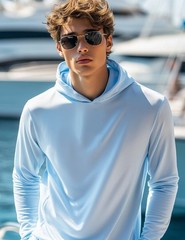 BAW Ice Blue Adult Xtreme-Tek Long Sleeve Hood Shirt