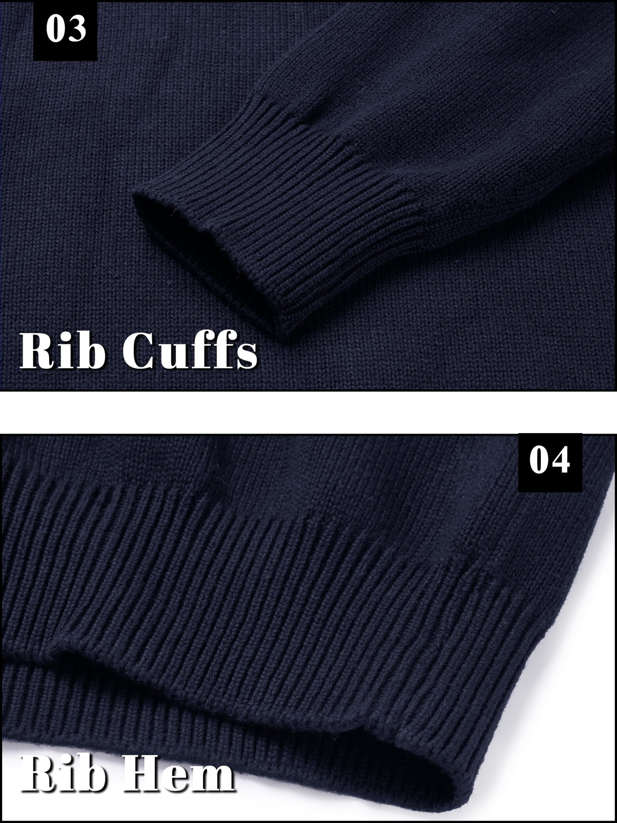 Mens Long Sleeve Sweater 1/4 Zip Winter Warm Casual Fleece Pullover Striped Polo gallery