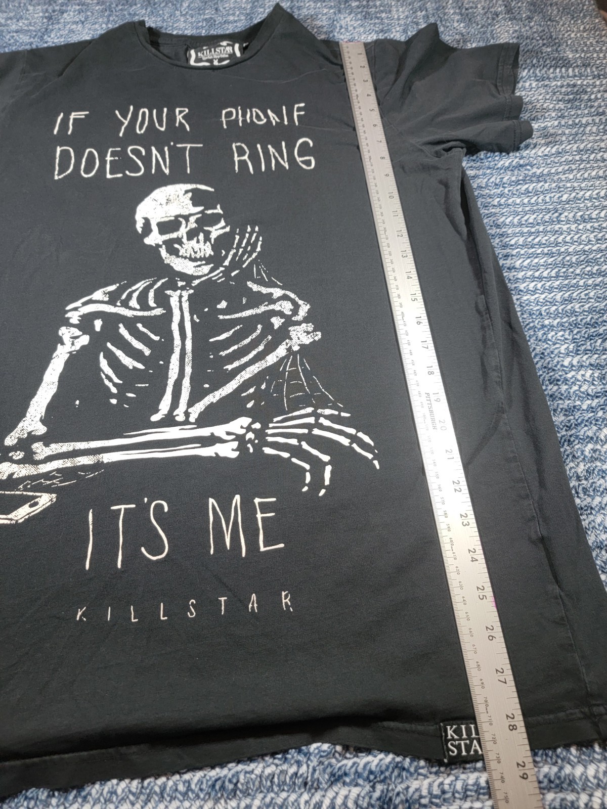 KILLSTAR Men’s Black Skeleton Graphic Print Crew Neck Short Sleeve T-Shirt XL gallery