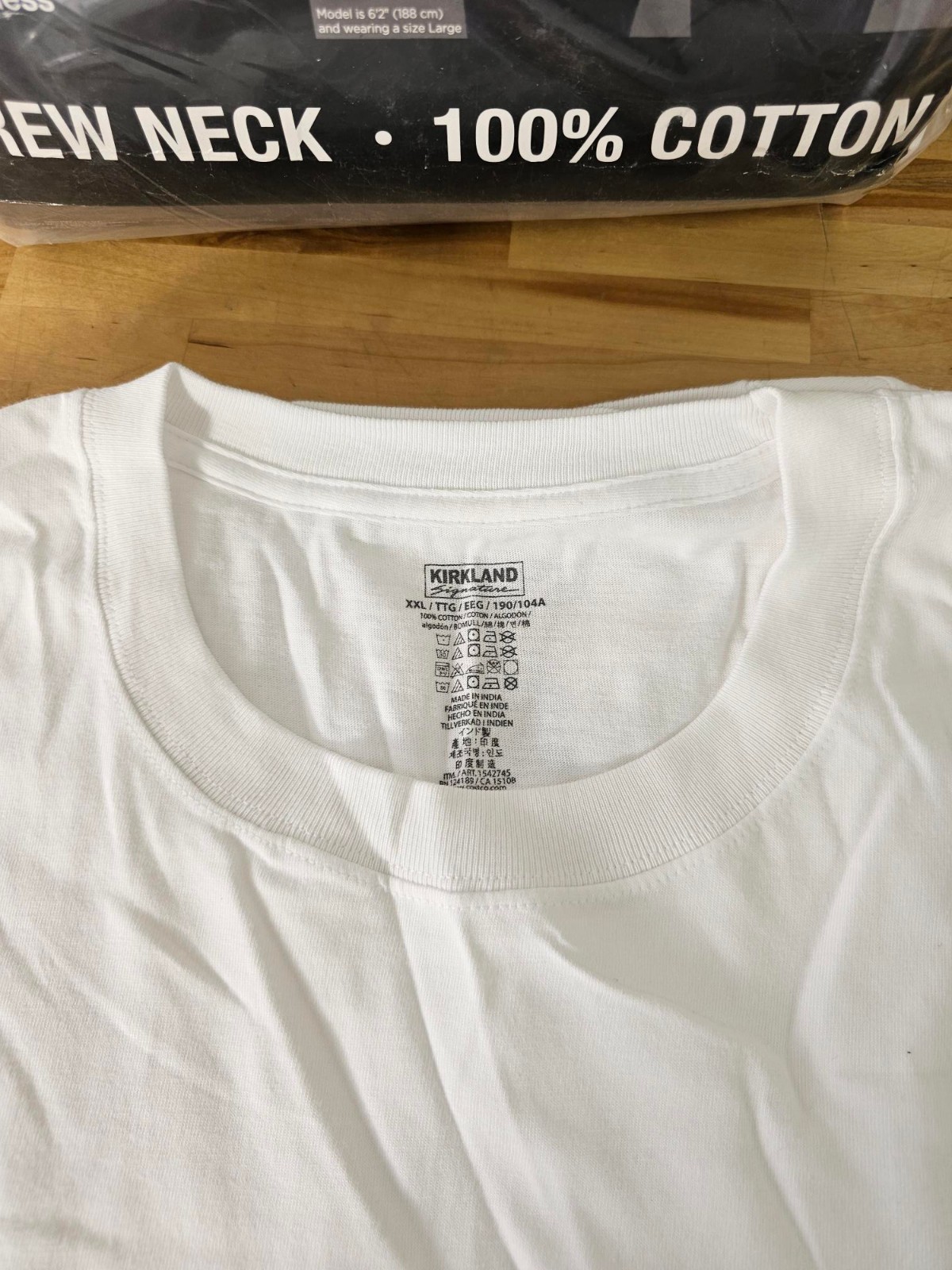 *5 PACK* XXL / 2XL - WHITE - Kirkland Signature Men’s Crew Neck Cotton Shirts gallery
