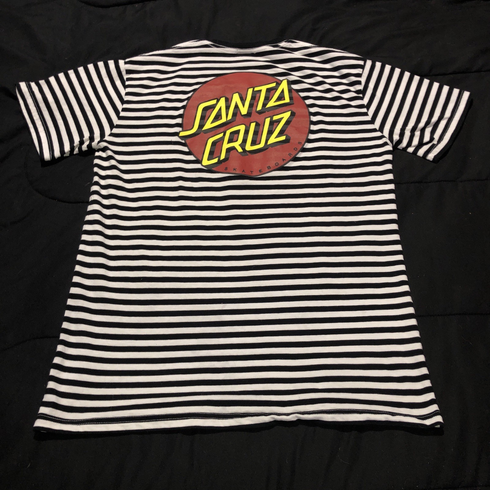Santa Cruz Skateboards Shirt Dot Logo Striped Black And White Hip Hop gallery