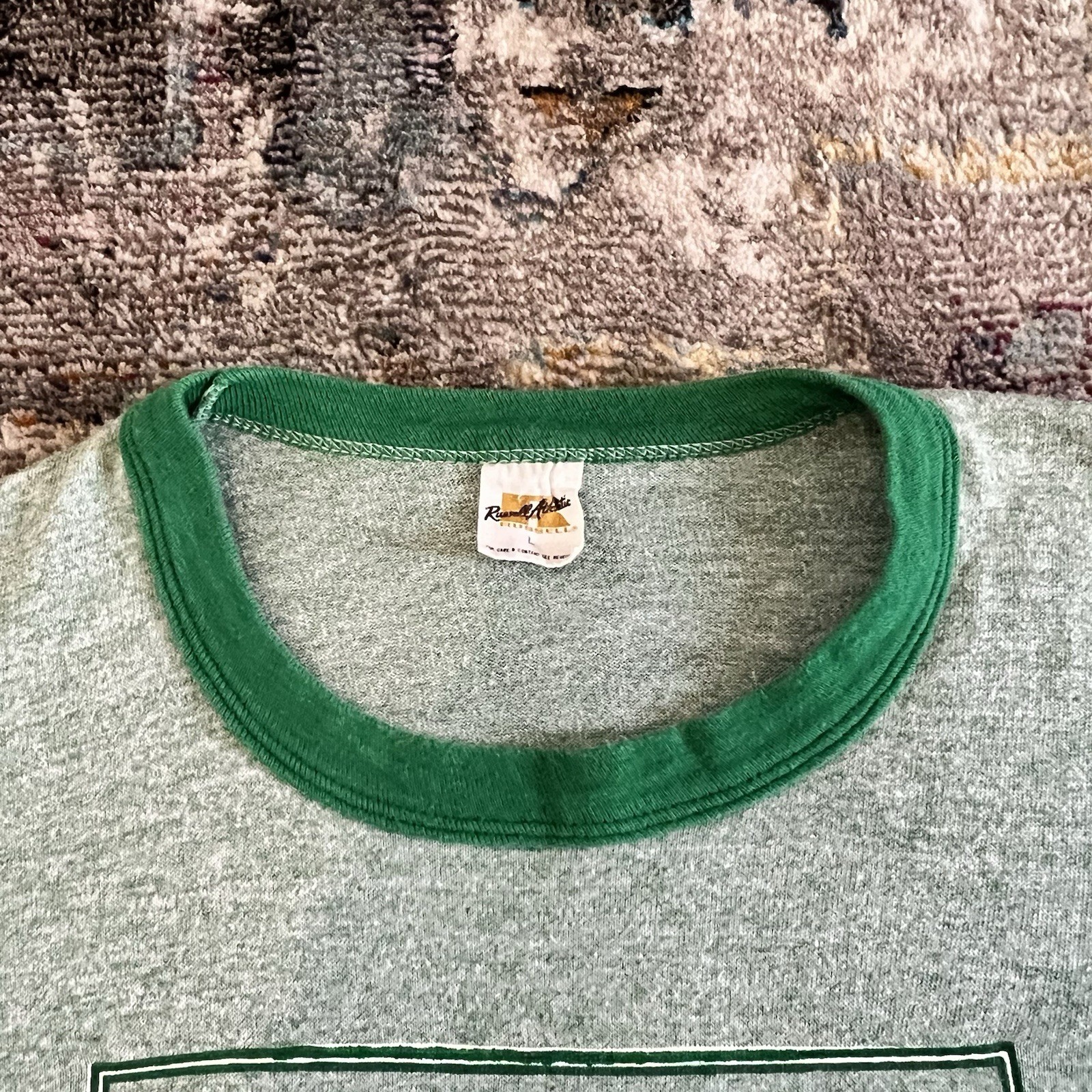 Vintage 1970s Russell Athletic Gold Label Zides Sports Ringer T-Shirt Green - L gallery