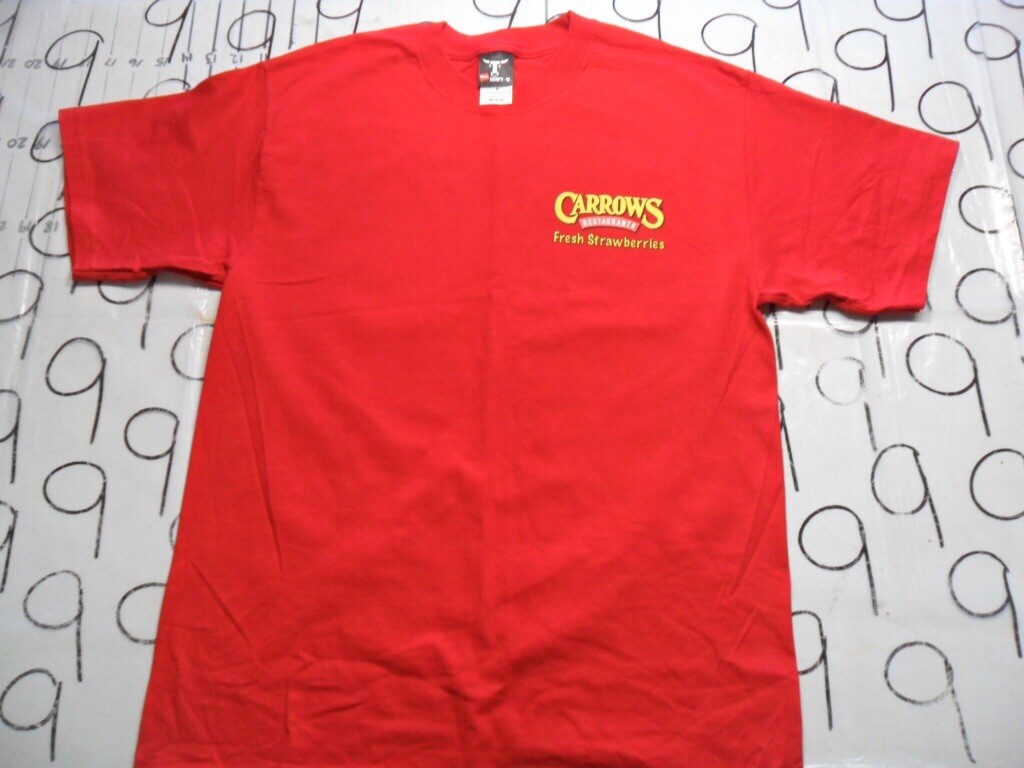 Medium NWOT Carrows Restaurant Fresh Strawberry Pie Employee Shirt