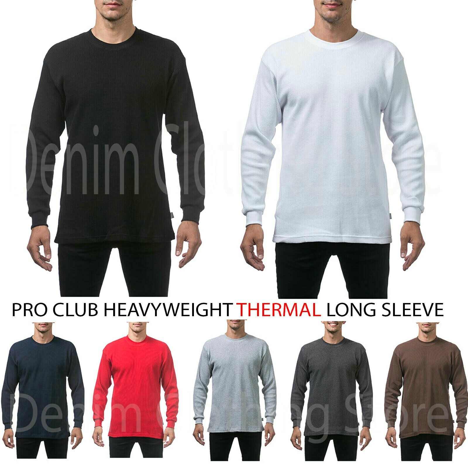 New PROCLUB Men's Heavyweight THERMAL Top Long Sleeve Shirts Waffle Solid S-5XL gallery