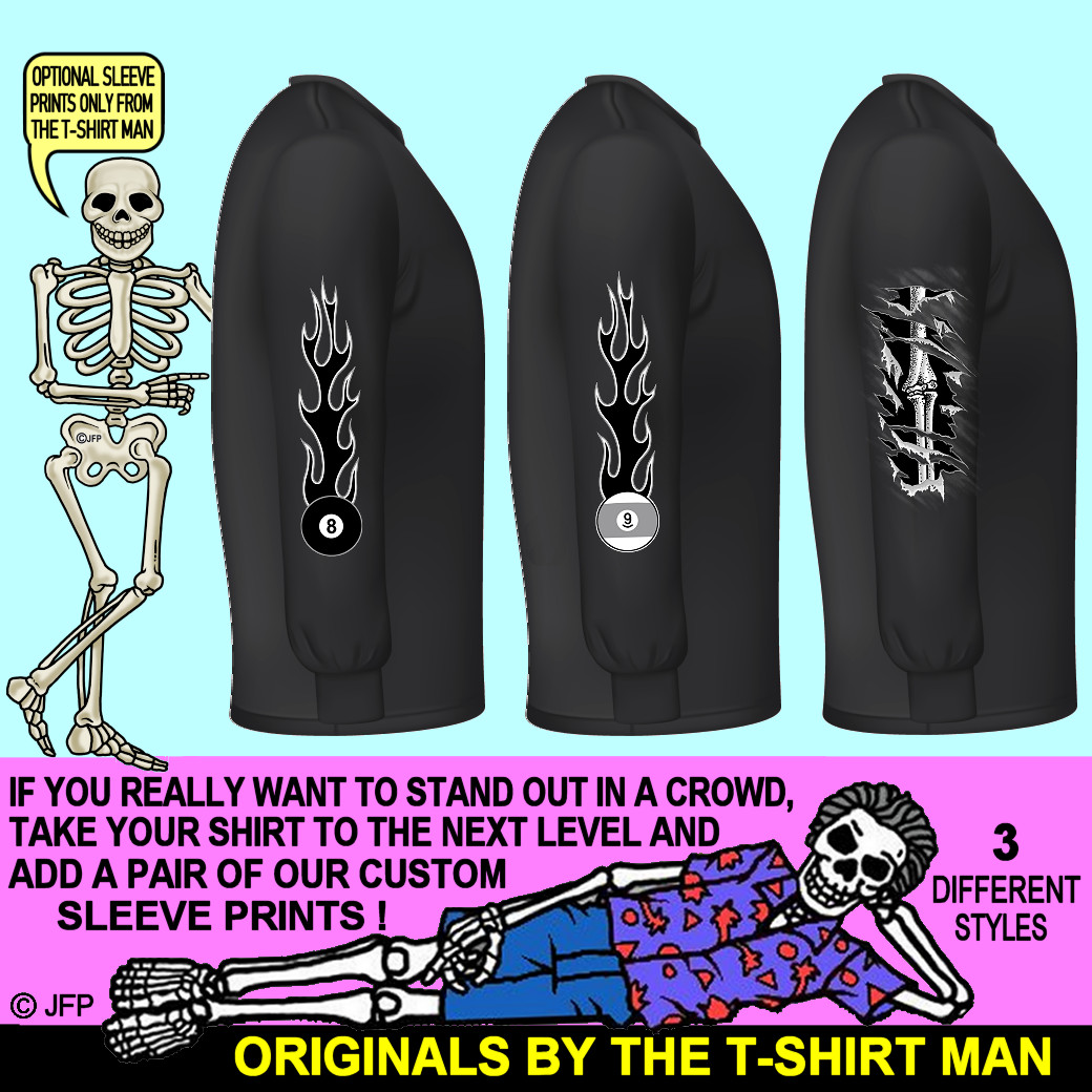 Bad to the Bone 8 Ball Skull & Crossed Pool Cue Sticks Pool Player T-shirt gallery