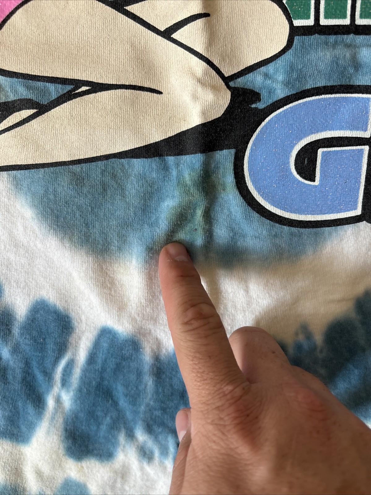 Vintage Betty Boop Glitter And Glamour Girl Blue & White Tie Dye Shirt XL 2002 gallery