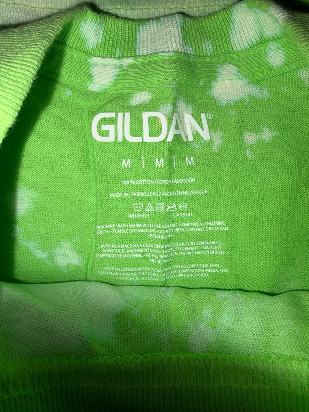 Gildan Lime Green Bleach Dye Tie-Dye Short Sleeve T-Shirt Size M gallery