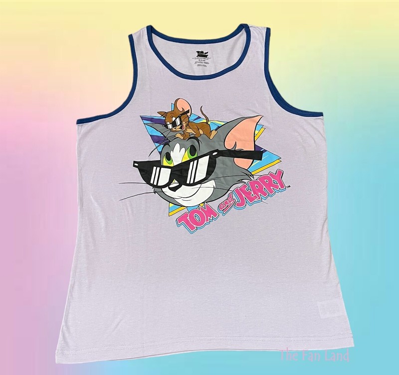 New Tom and Jerry Hanna Barbera 1940 Purple Men’s Vintage Tank Top T-Shirt