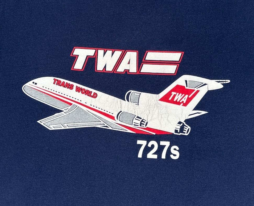 Vintage TWA Airlines T-Shirt Adult XL Blue Single Stitch 727s Airplane Graphic gallery