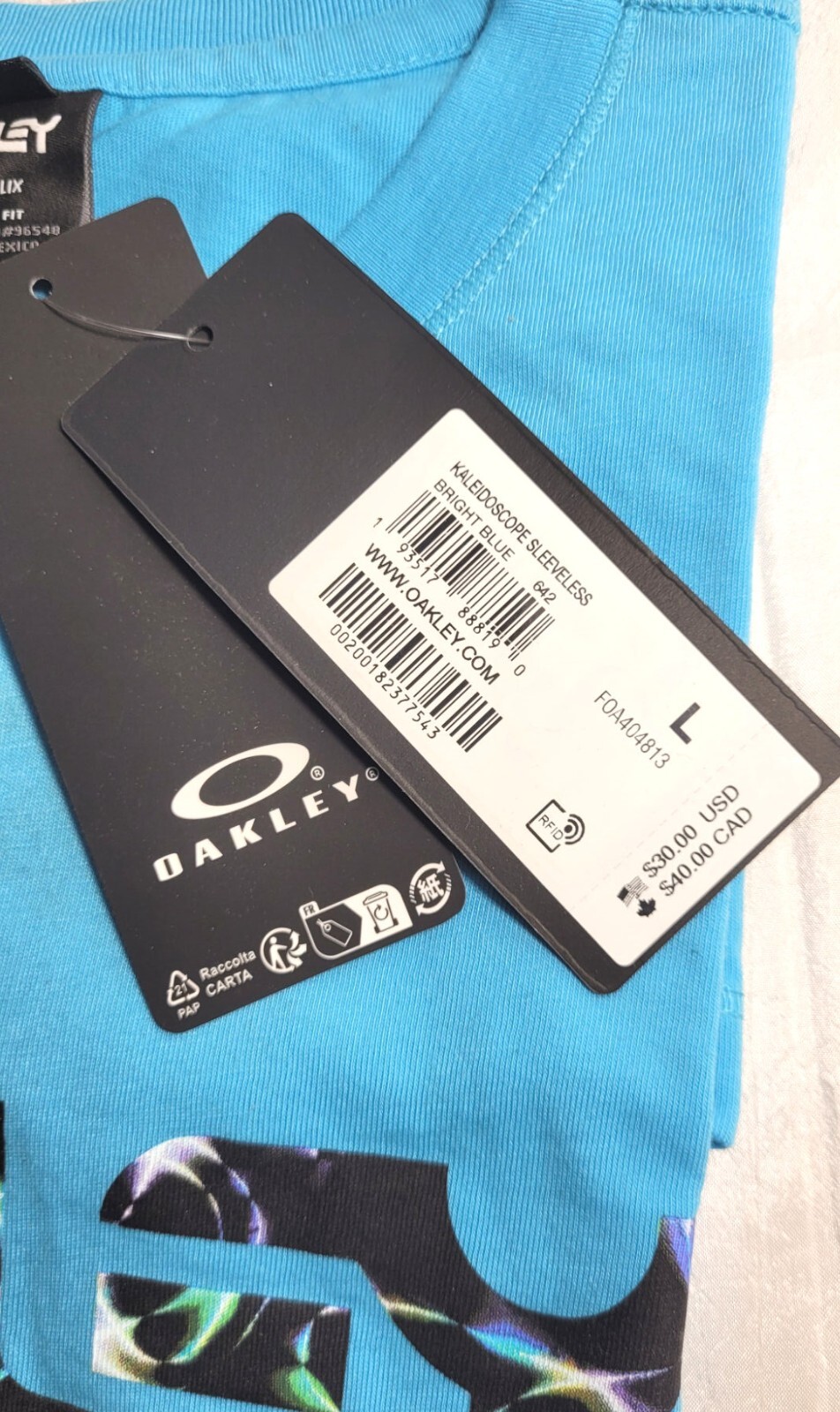 Oakley Kaleidoscope Hydrolix UPF 30+ Raw Cut Sleeveless Shirt - Bright Blue - L gallery