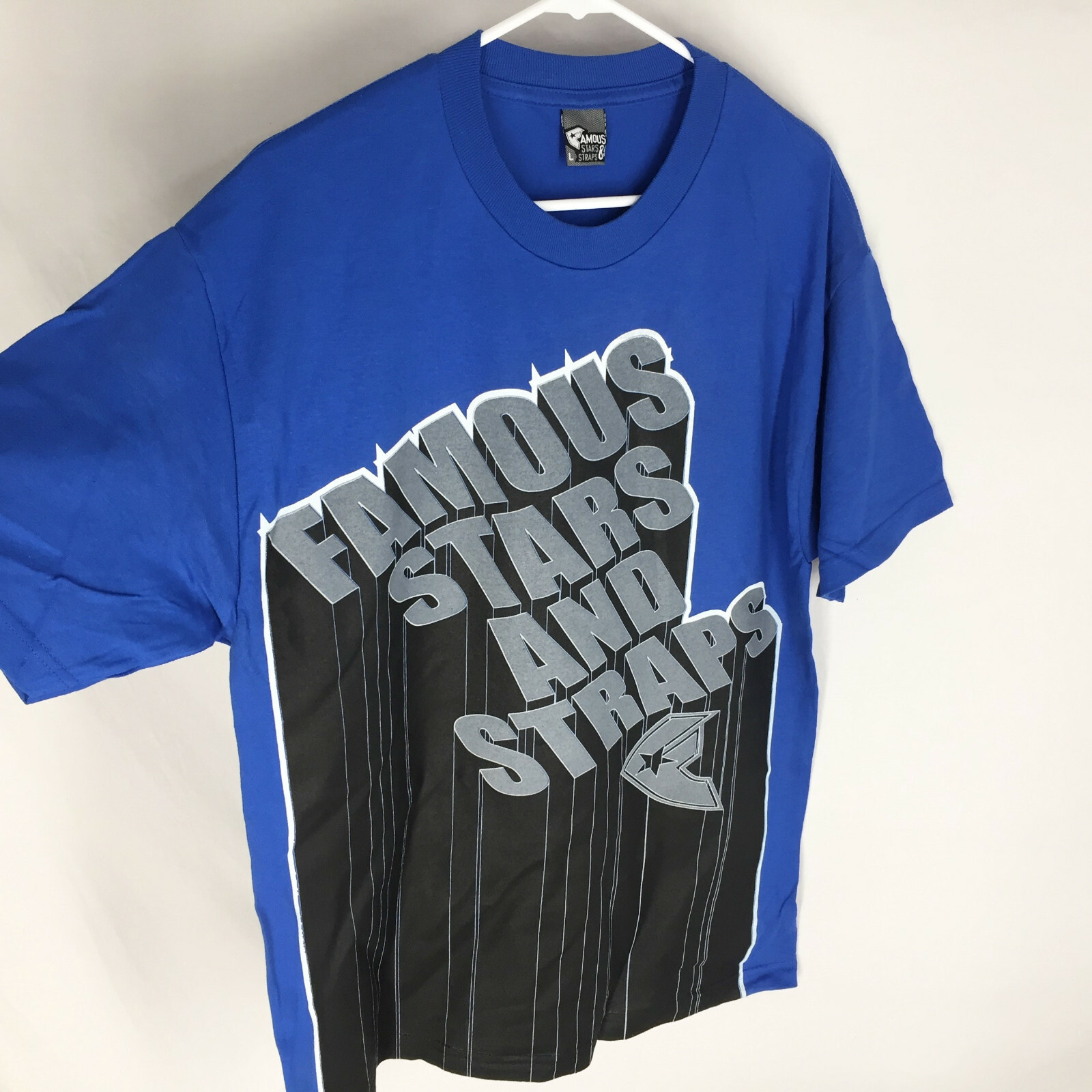 Famous Stars and Straps Shirt NEW Size Large Rare Design Blue Skate NOS gallery