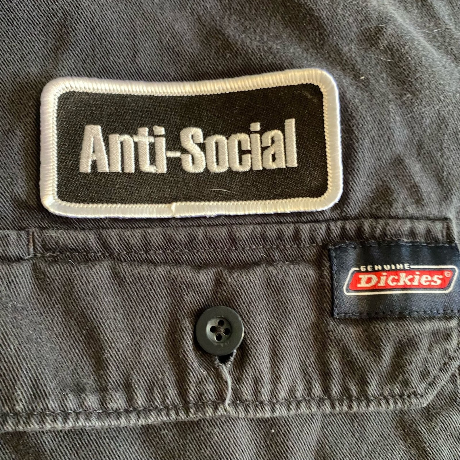 Genuine Dickies Men's 3XL Black Short Sleeve Work Shirt with Custom Anti-Social gallery