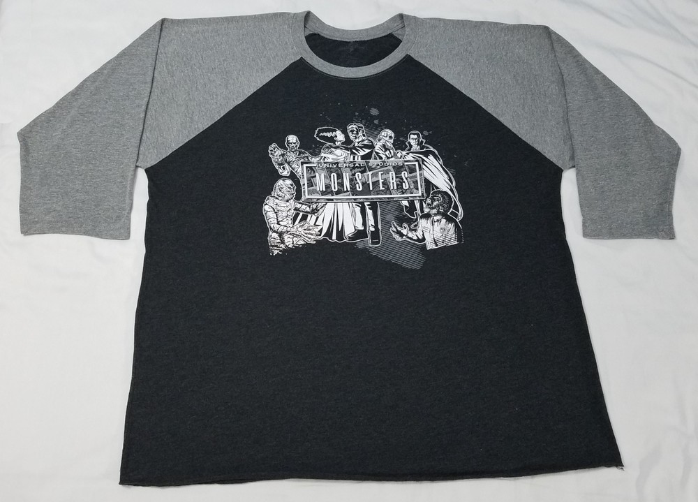 Universal Studios Monsters 3/4 sleeve raglan shirt size 2XL Hollywood movie
