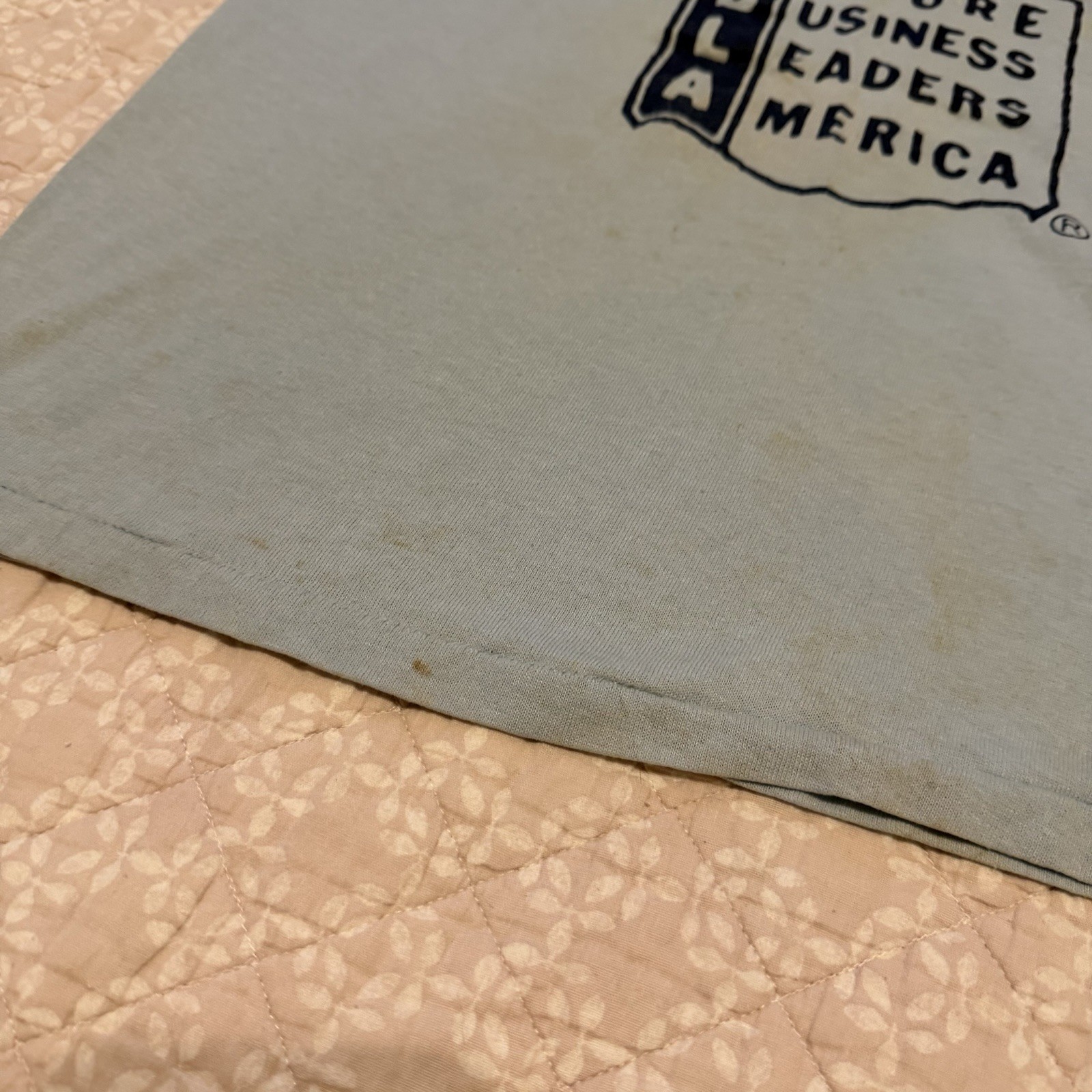 Vintage 70’s Sportswear FBLA Logo Blue Paper Thin Tee Shirt Size Medium gallery