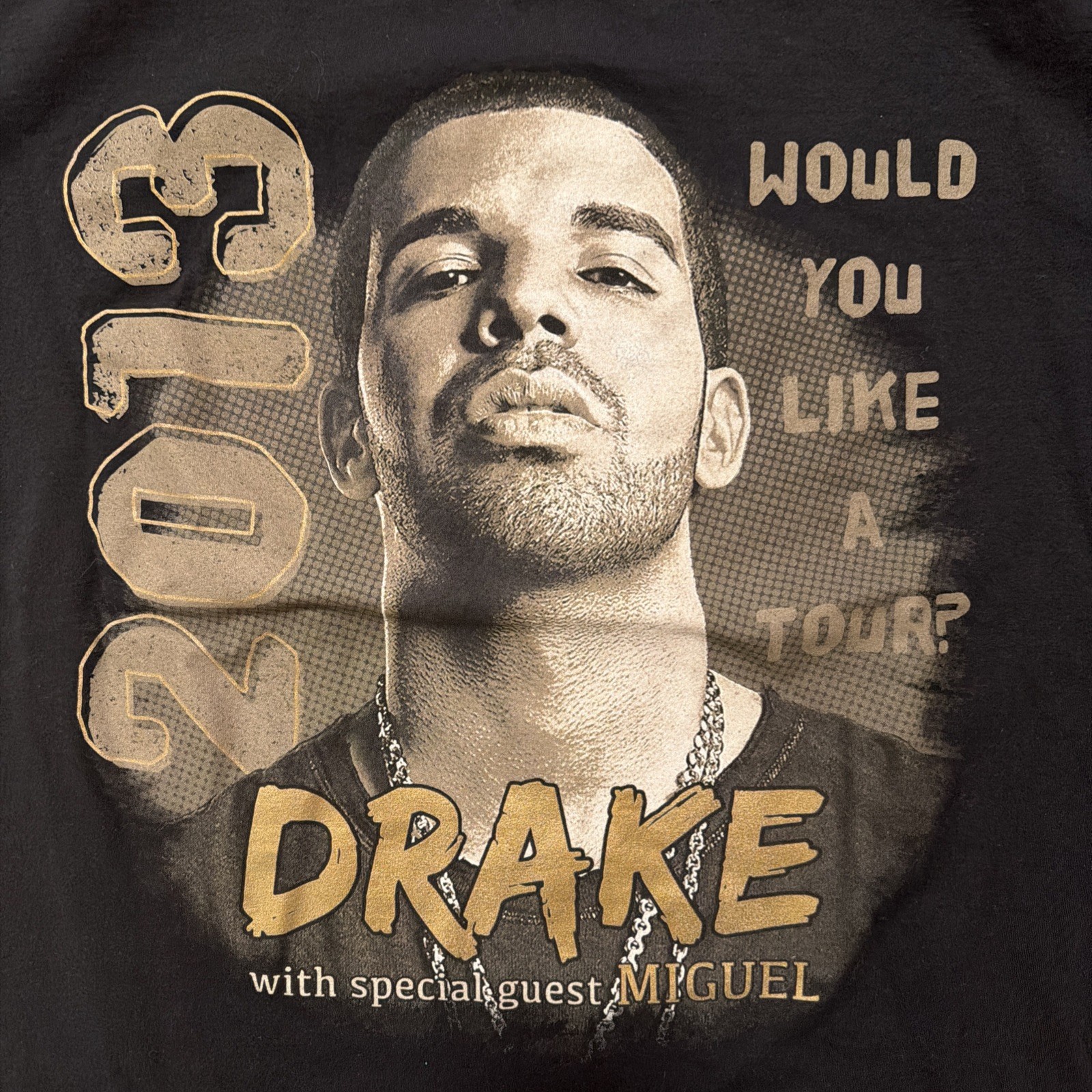 Drake Shirt Would You Like a Tour 2013 Ft Miguel Graphic Concert Tee Size XL gallery