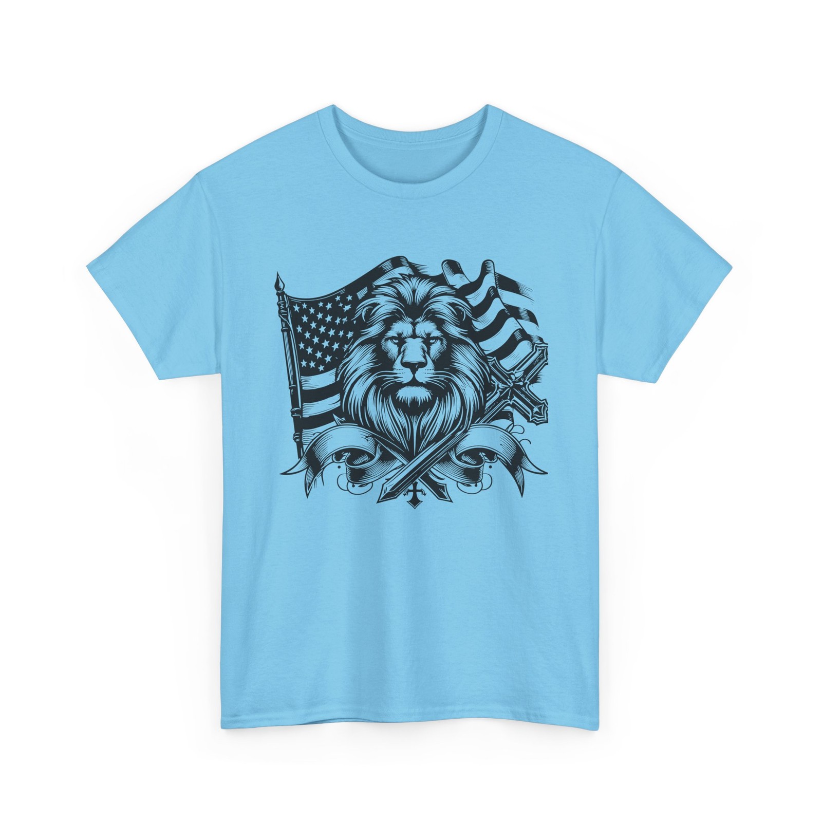 USA Flag Lion Animal Lover Men’s Short Sleeve T-Shirt Funny USA New Gift Tee