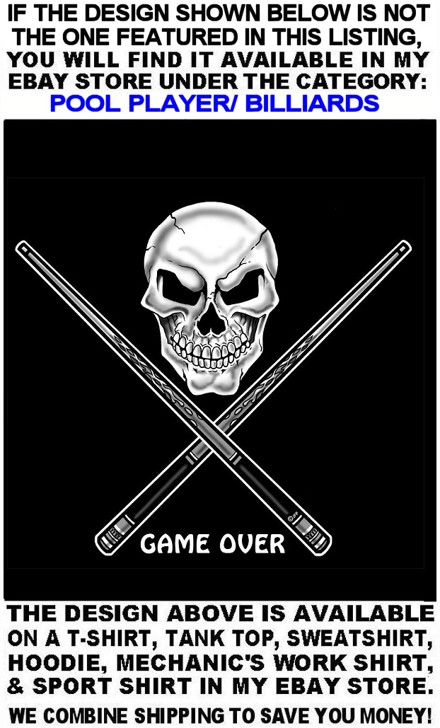 BE AFRAID BE VERY AFRAID Skull Skeleton Girl Billiards Pool Player T-shirt gallery